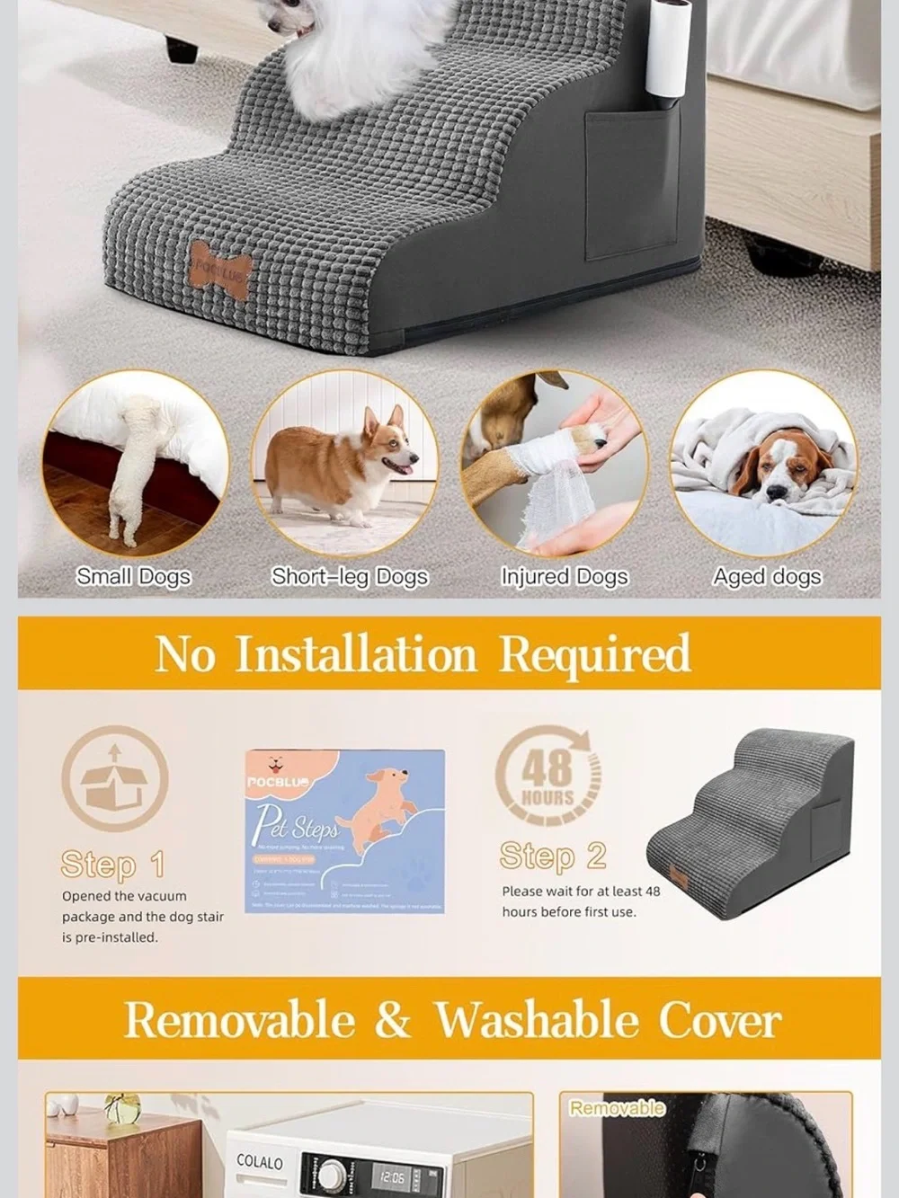 POCBLU Pet Stairs For Small Dogs